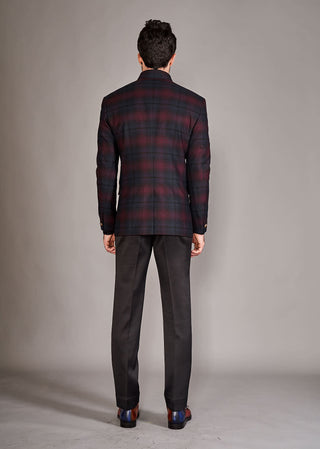 Arjun Kilachand-Maroon Black Bandgala And Trouser-INDIASPOPUP.COM