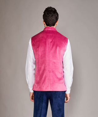 Arjun Kilachand-Baby Pink Velvet Bundi And Shirt-INDIASPOPUP.COM