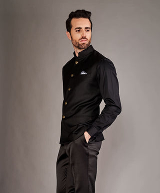 Arjun Kilachand-Black Classic Bundi And Shirt-INDIASPOPUP.COM