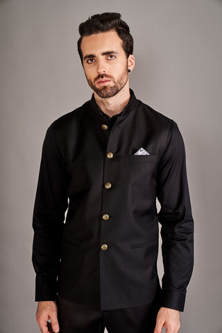 Arjun Kilachand-Black Classic Bundi And Shirt-INDIASPOPUP.COM
