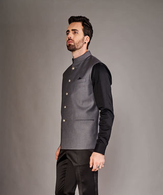 Arjun Kilachand-Light Grey Bundi And Shirt-INDIASPOPUP.COM