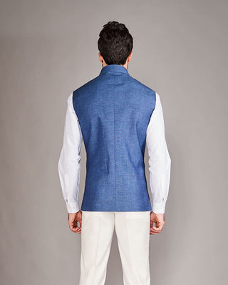 Arjun Kilachand-Teal Blue Bundi And Shirt-INDIASPOPUP.COM