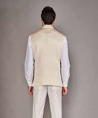 Arjun Kilachand-Beige Classic Bundi And Shirt-INDIASPOPUP.COM