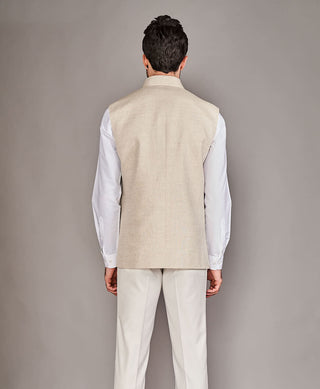 Arjun Kilachand-Light Beige Classic Bundi And Shirt-INDIASPOPUP.COM