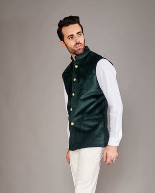 Arjun Kilachand-Forest Green Bundi And Shirt-INDIASPOPUP.COM