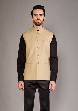Arjun Kilachand-Beige Classic Bundi And Shirt-INDIASPOPUP.COM