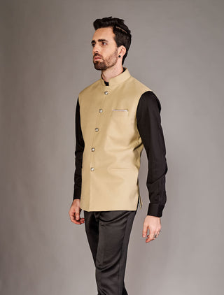 Arjun Kilachand-Beige Classic Bundi And Shirt-INDIASPOPUP.COM