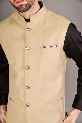 Arjun Kilachand-Beige Classic Bundi And Shirt-INDIASPOPUP.COM