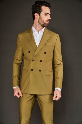Arjun Kilachand-Olive Green Double Breasted Suit And Trousers-INDIASPOPUP.COM