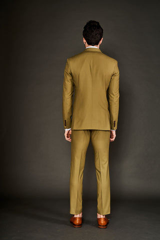 Arjun Kilachand-Olive Green Double Breasted Suit And Trousers-INDIASPOPUP.COM
