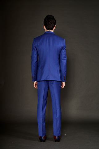 Arjun Kilachand-Blue Checks Notch Lapel Suit And Trousers-INDIASPOPUP.COM