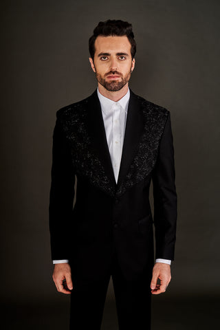 Arjun Kilachand-Black Embroidered Jacket And Trousers-INDIASPOPUP.COM