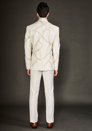 Arjun Kilachand-Ivory Gold Embroidered Tuxedo And Trousers-INDIASPOPUP.COM