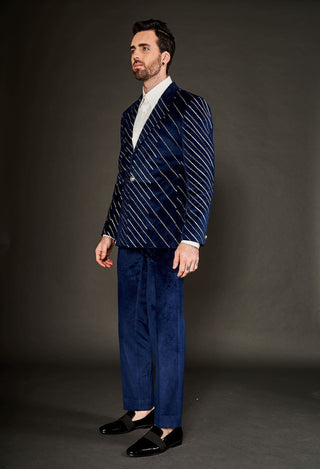 Arjun Kilachand-Navy Blue Embroidered Suit Set-INDIASPOPUP.COM