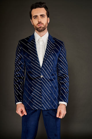 Arjun Kilachand-Navy Blue Embroidered Suit Set-INDIASPOPUP.COM