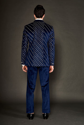Arjun Kilachand-Navy Blue Embroidered Suit Set-INDIASPOPUP.COM