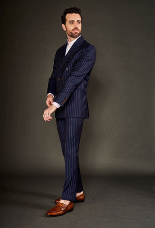 Arjun Kilachand-Navy Blue Double Breasted Suit And Trouser-INDIASPOPUP.COM