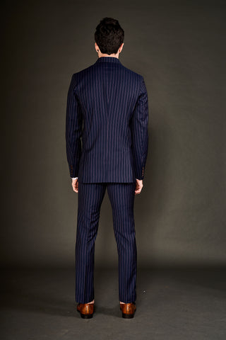Arjun Kilachand-Navy Blue Double Breasted Suit And Trouser-INDIASPOPUP.COM