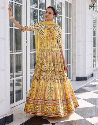 Nehmat yellow anarkali and dupatta