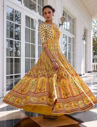 Nehmat yellow anarkali and dupatta