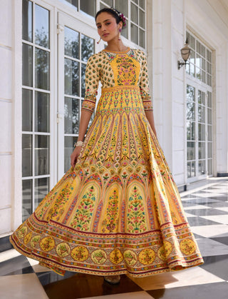 Nehmat yellow anarkali and dupatta