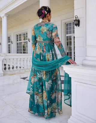 Kiara turquoise anarkali and dupatta