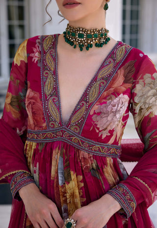 Kiara fuchsia pink anarkali and dupatta