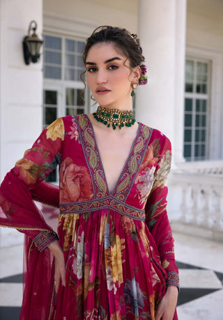 Kiara fuchsia pink anarkali and dupatta