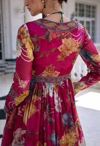 Kiara fuchsia pink anarkali and dupatta