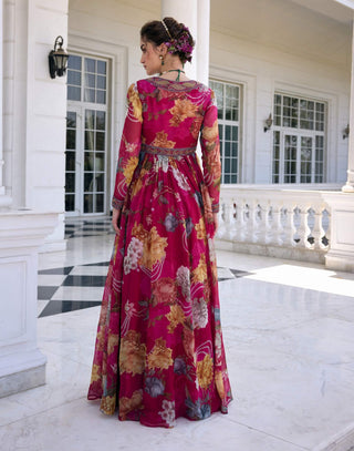 Kiara fuchsia pink anarkali and dupatta