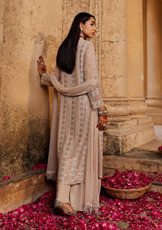 Amitabh Malhotra-Ivorish Beige Tunic And Flared Sharara Set-INDIASPOPUP.COM