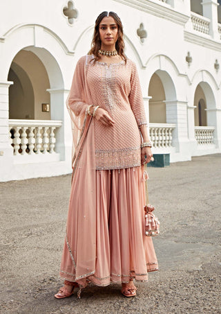 Amitabh Malhotra-Pearl Blush Embellished Sharara Set-INDIASPOPUP.COM