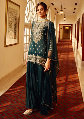 Amitabh Malhotra-Arabian Green Embellished Sharara Set-INDIASPOPUP.COM