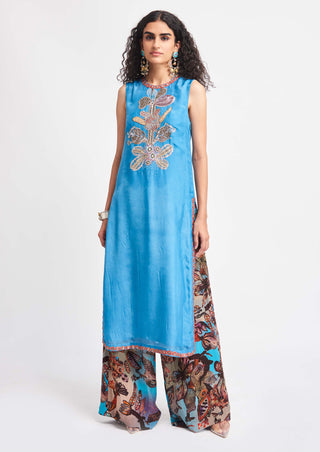 Aisha Rao-Cerulea Azure Blue Kurta And Palazzo-INDIASPOPUP.COM