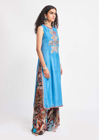 Aisha Rao-Cerulea Azure Blue Kurta And Palazzo-INDIASPOPUP.COM