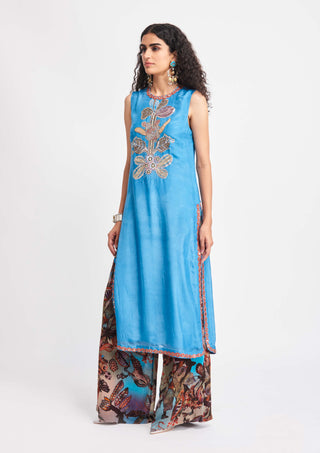 Aisha Rao-Cerulea Azure Blue Kurta And Palazzo-INDIASPOPUP.COM