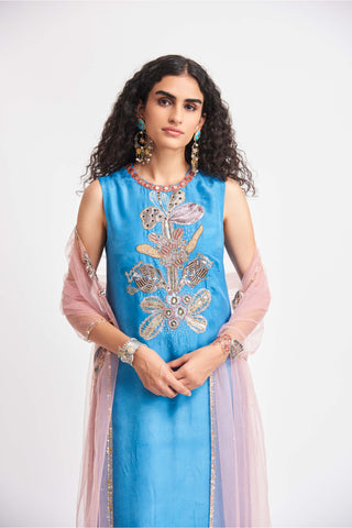 Aisha Rao-Cerulea Azure Blue Kurta And Palazzo-INDIASPOPUP.COM