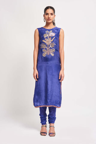 Aisha Rao-Lumina Cobalt Blue Kurta Set-INDIASPOPUP.COM