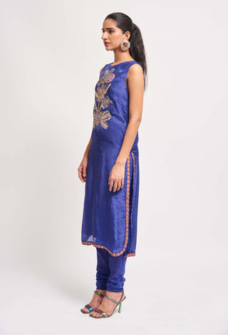Aisha Rao-Lumina Cobalt Blue Kurta Set-INDIASPOPUP.COM