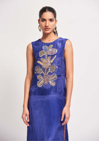 Aisha Rao-Lumina Cobalt Blue Kurta Set-INDIASPOPUP.COM