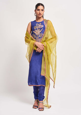 Aisha Rao-Lumina Cobalt Blue Kurta Set-INDIASPOPUP.COM