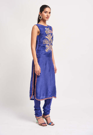 Aisha Rao-Lumina Cobalt Blue Kurta Set-INDIASPOPUP.COM