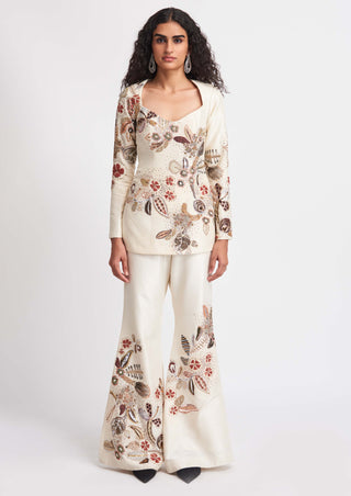 Aisha Rao-Alabaster Ivory Top And Pant Set-INDIASPOPUP.COM