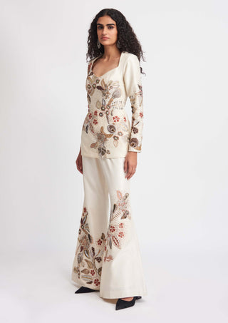 Aisha Rao-Alabaster Ivory Top And Pant Set-INDIASPOPUP.COM