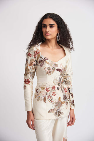 Aisha Rao-Alabaster Ivory Top And Pant Set-INDIASPOPUP.COM