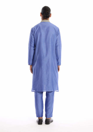 Aisha Rao Men-Blue Flame Kurta And Pants-INDIASPOPUP.COM