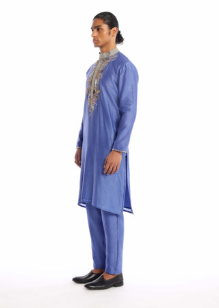 Aisha Rao Men-Blue Flame Kurta And Pants-INDIASPOPUP.COM