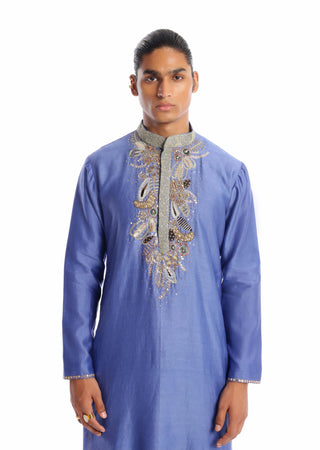 Aisha Rao Men-Blue Flame Kurta And Pants-INDIASPOPUP.COM