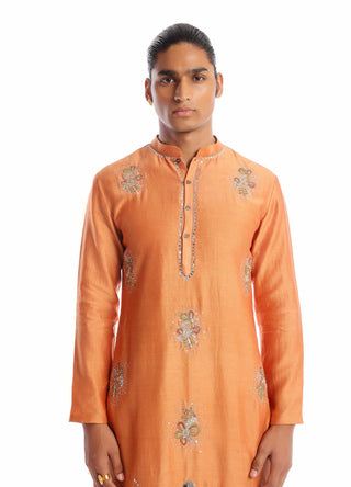 Aisha Rao Men-Oasis Persian Orange Kurta And Pants-INDIASPOPUP.COM