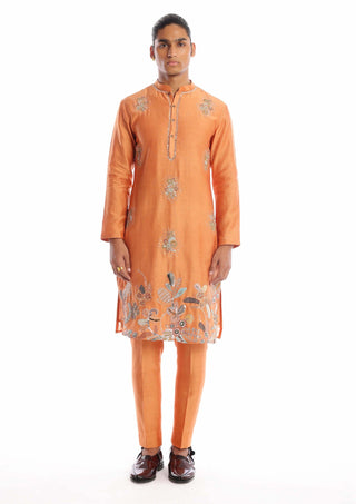 Aisha Rao Men-Oasis Persian Orange Kurta And Pants-INDIASPOPUP.COM